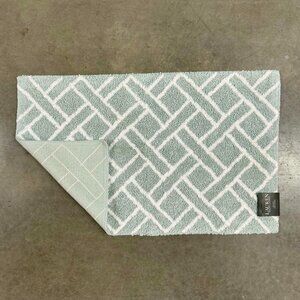 Ralph Lauren 21 x 34 Mint Green White Bath Mat Rug Geometric Striped Cotton
